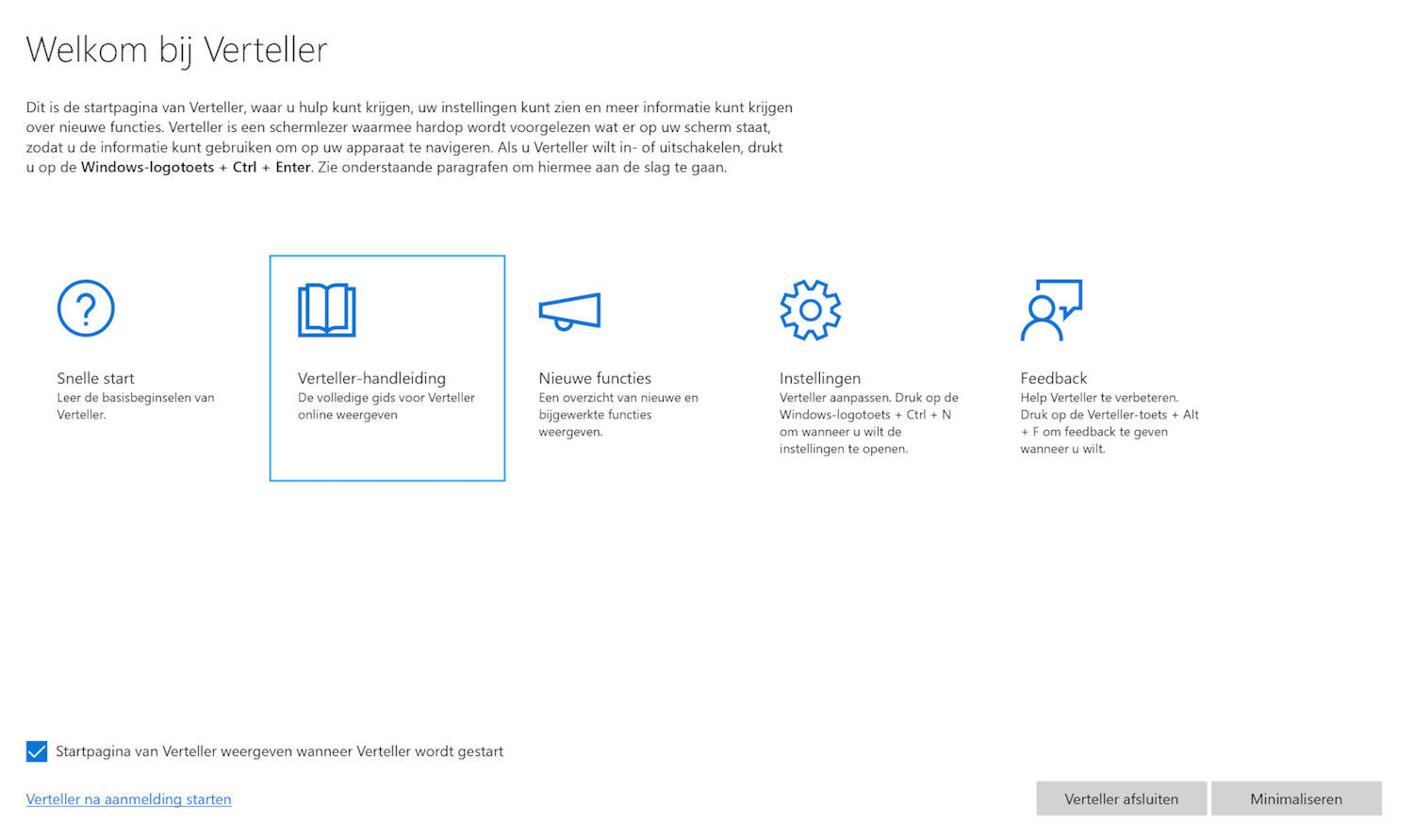 Verteller Windows 10